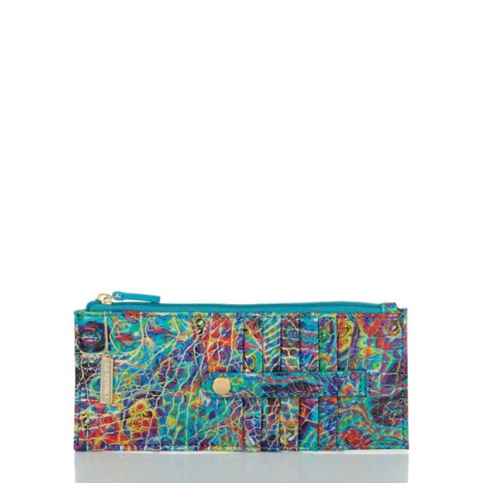 Brahmin | Women's Credit Card Wallet Blue Ammolite Melbourne | Quick Ship!