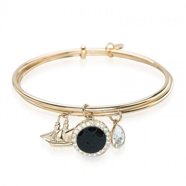 Brahmin | Women's Double Crystal Charm Bangle Black Fairhaven | Quick Ship!