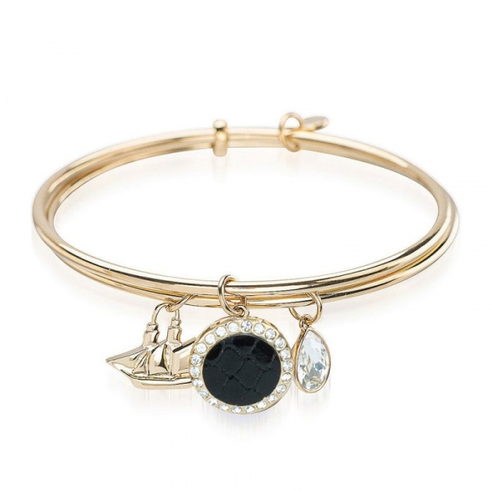 Brahmin | Women's Double Crystal Charm Bangle Black Fairhaven | Quick Ship!