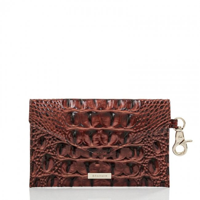 Brahmin | Women's Mini Envelope Case | Pecan Leather Envelope Wallet | Quick Ship!