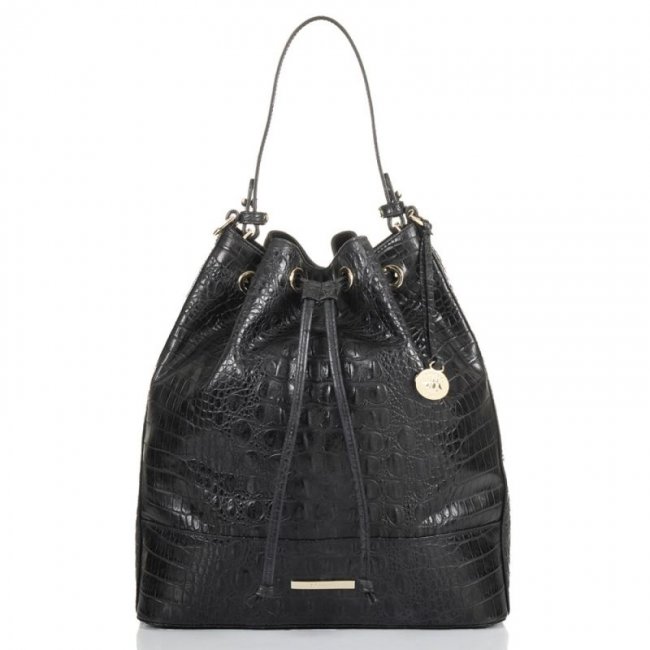 Brahmin | Women's Marlowe Black Leather Bucket Bag | Black Barlow | Quick Ship!