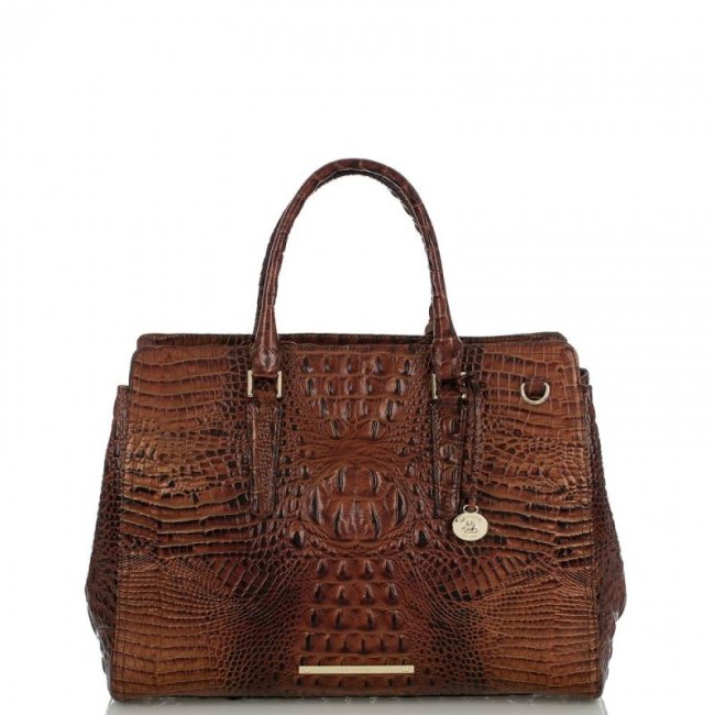 Brahmin | Women's Finley Leather Carryall Bag | Pecan Melbourne | Quick Ship!