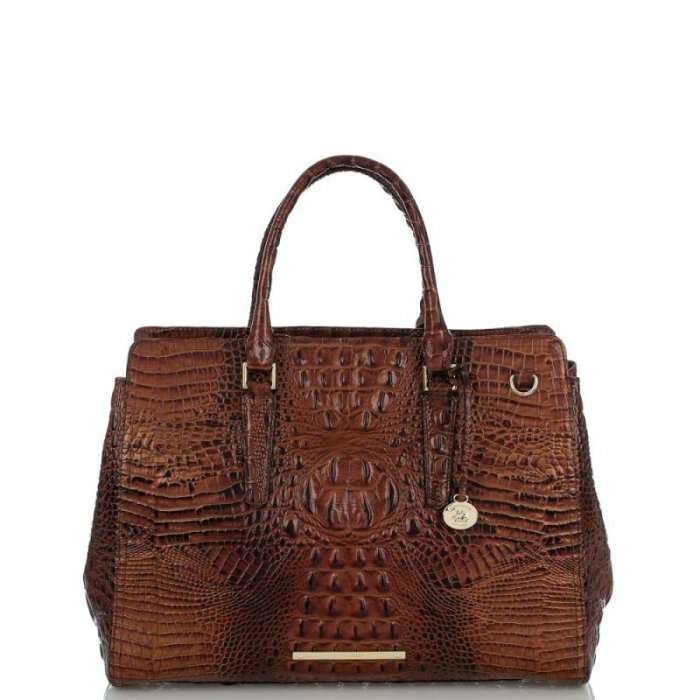 Brahmin | Women's Finley Leather Carryall Bag | Pecan Melbourne | Quick Ship!