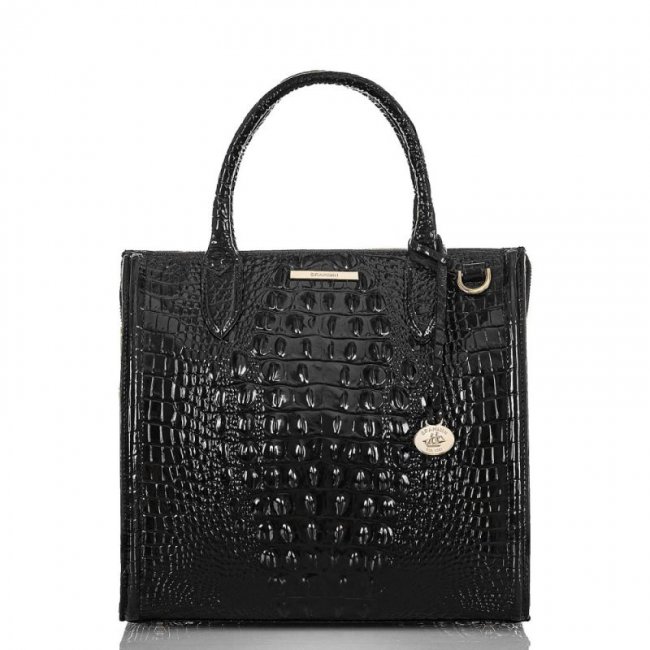 Brahmin | Women's Caroline Black Leather Satchel Handbag | Quick Ship!