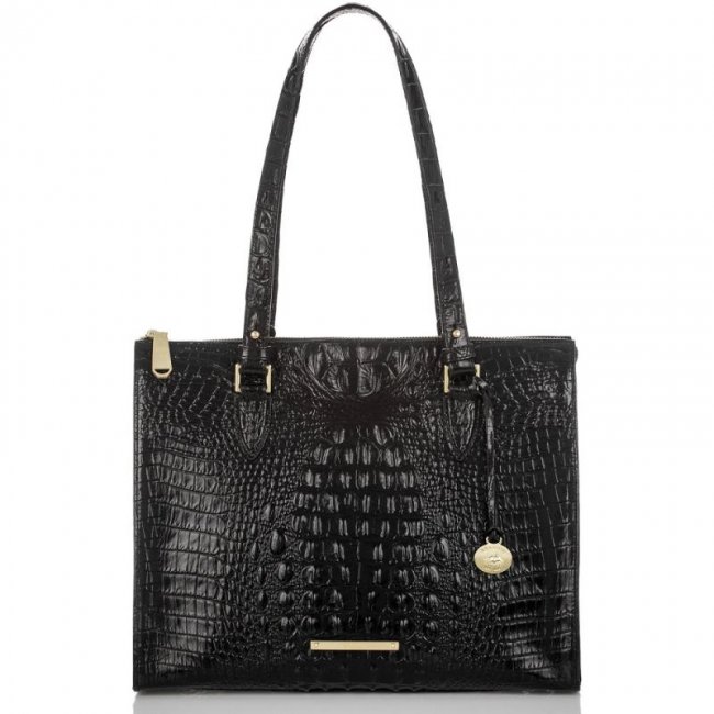 Brahmin | Women's Anywhere Tote | Black Leather Tote Handbag | Quick Ship!