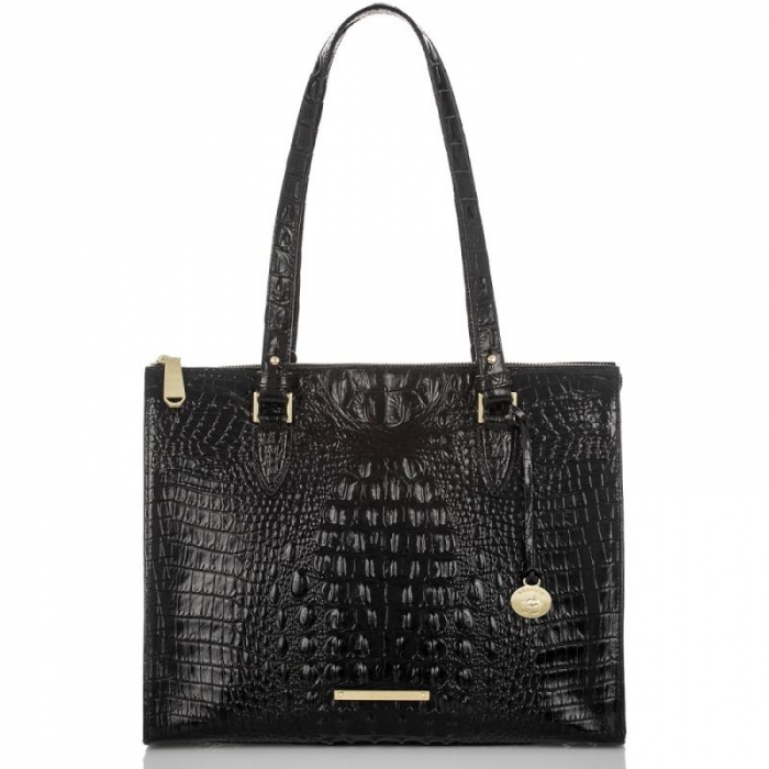 Brahmin | Women's Anywhere Tote | Black Leather Tote Handbag | Quick Ship!
