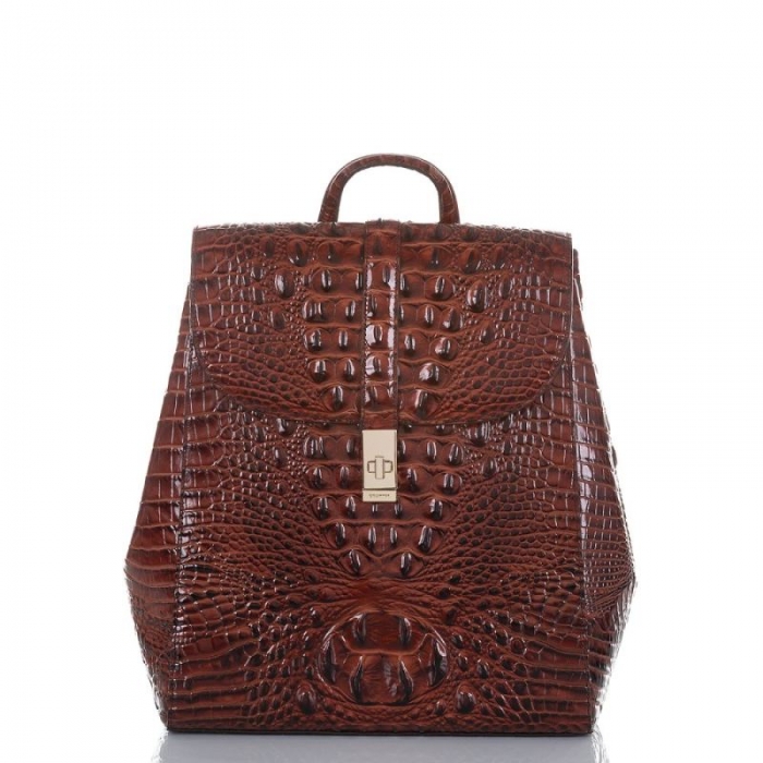 Brahmin | Women's Sadie Leather Flap Backpack | Pecan Melbourne | Quick Ship!