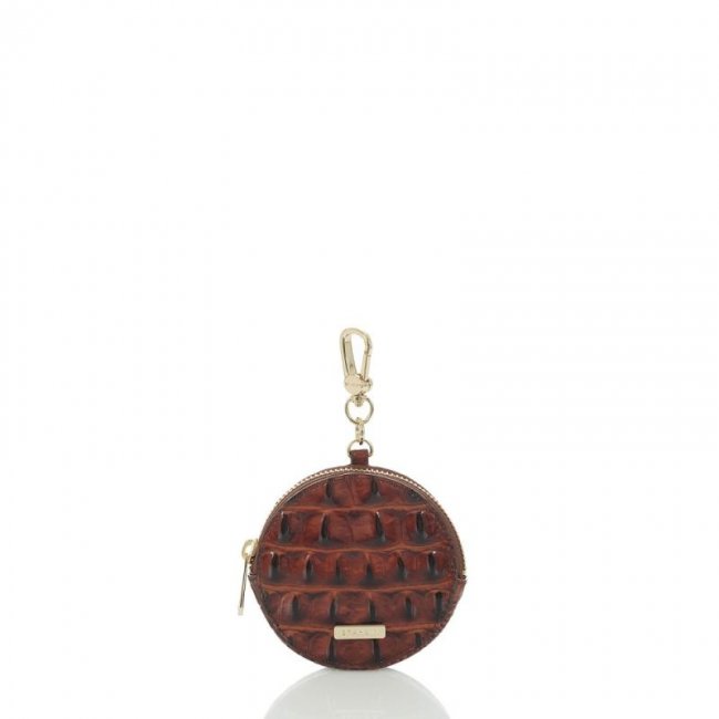 Brahmin | Women's Circle Coin Purse | Brown Leather Round Coin Purse | Quick Ship!