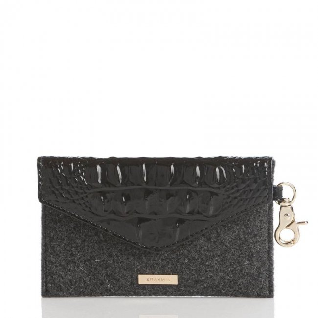 Brahmin | Women's Mini Envelope Case Charcoal Jamestown | Quick Ship!