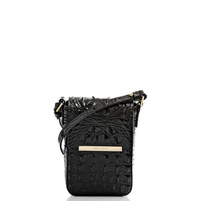 Brahmin | Women's Sasha Lightweight Black Leather Crossbody Bag | Quick Ship!