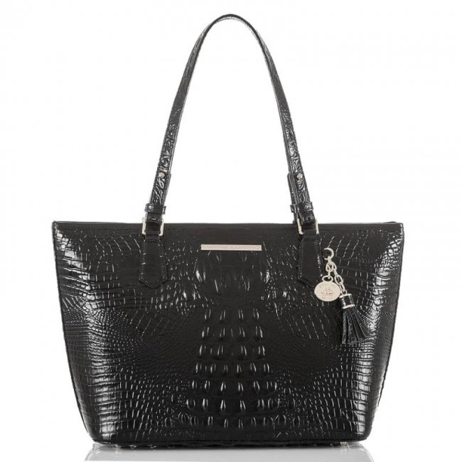 Brahmin | Women's Medium Asher | Black Leather Tote Handbag | Quick Ship!