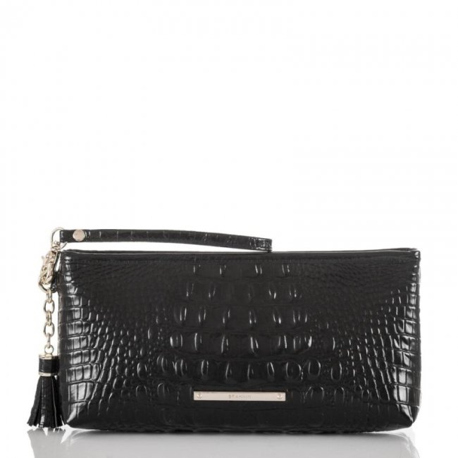 Brahmin | Women's Kayla Leather Wristlet Clutch | Black Melbourne | Quick Ship!