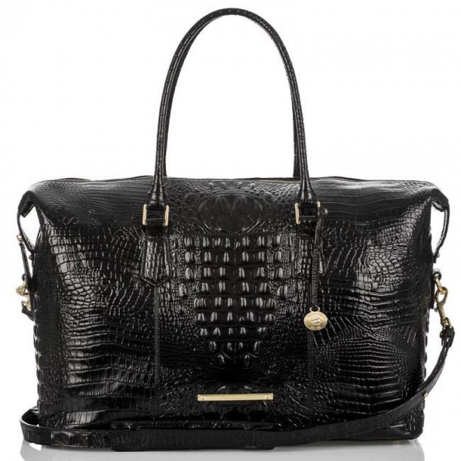 Brahmin | Women's Duxbury Weekender | Black Leather Weekend Bag | Quick Ship!