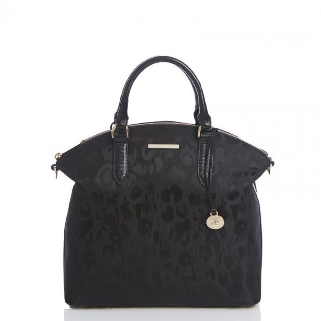Brahmin | Women's Large Duxbury Satchel | Black Leather Leopard Purse | Quick Ship!