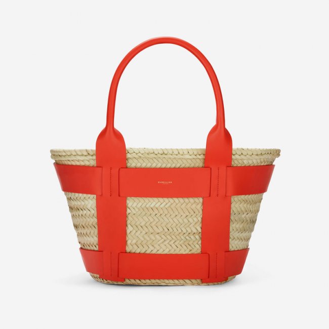 Demellier | The Santorini | Natural Basket Poppy Red Smooth | Canada Outlet