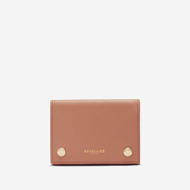 Demellier | The Milos Card Holder | Coral Smooth | Canada Outlet