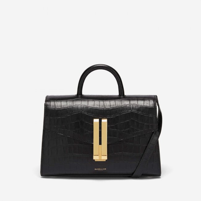 Demellier | The Midi Montreal | Black Croc-Effect | Canada Outlet
