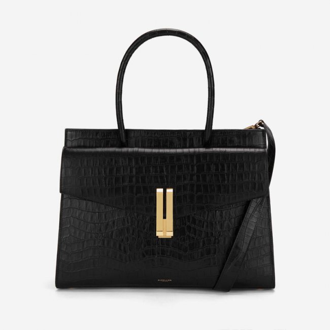 Demellier | The Maxi Montreal | Black Croc-Effect | Canada Outlet