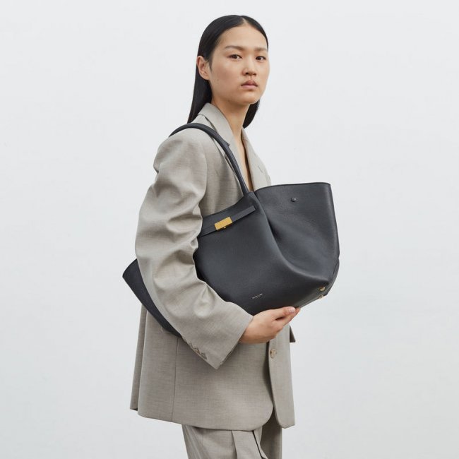 Demellier | The New York | Ecru Striped Black Canvas | Canada Outlet