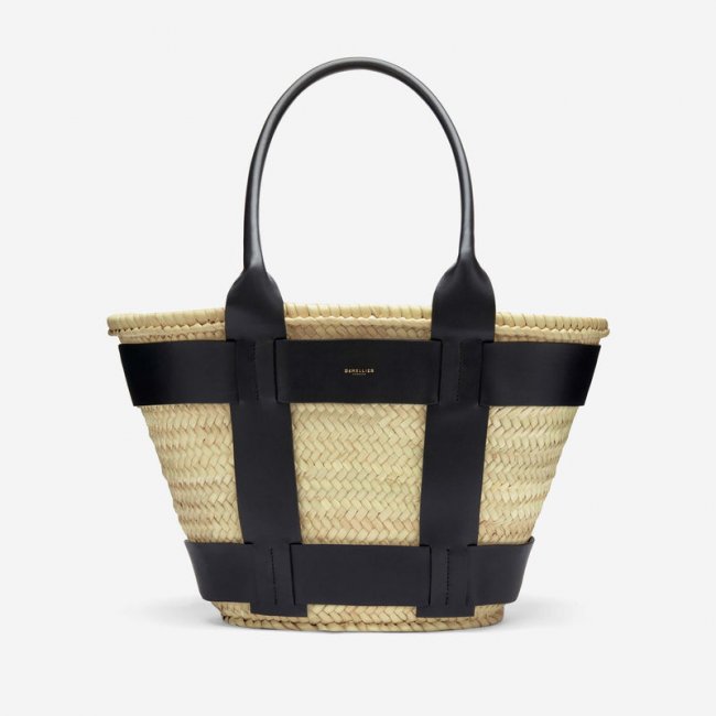 Demellier | The Santorini | Natural Basket Black Smooth | Canada Outlet
