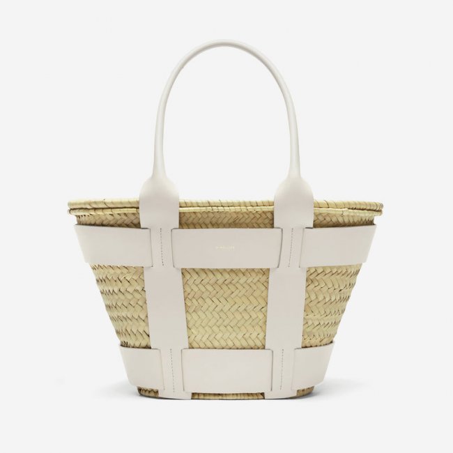 Demellier | The Santorini | Natural Basket Off-White Smooth | Canada Outlet