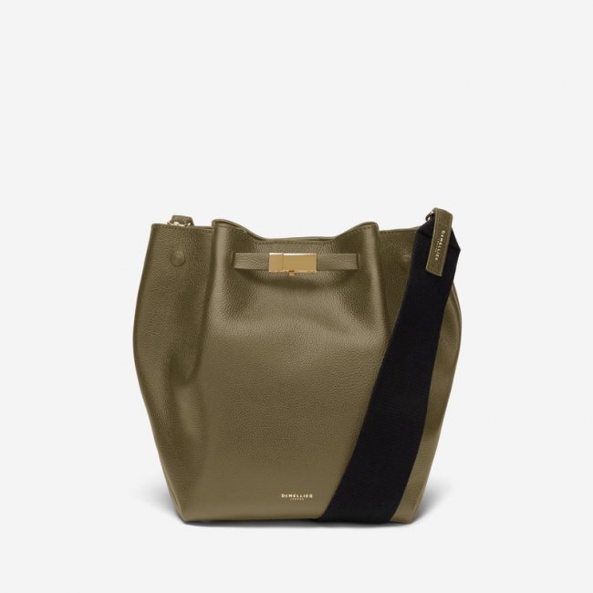 Demellier | The New York Bucket | Olive Small Grain | Canada Outlet