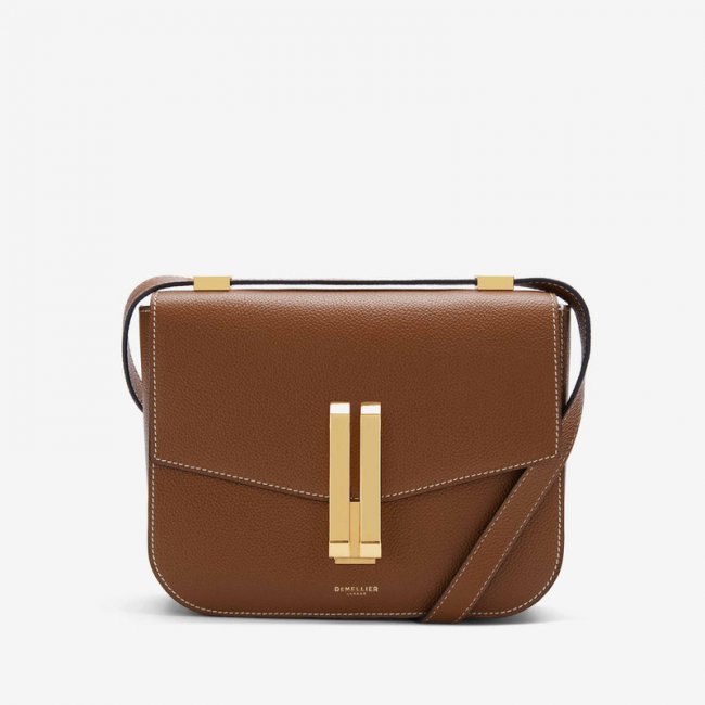 Demellier | The Vancouver | Tan Small Grain Ecru Stitching | Canada Outlet