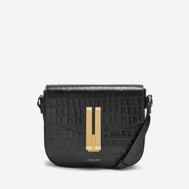 Demellier | The Small Vancouver | Black Croc-Effect | Canada Outlet