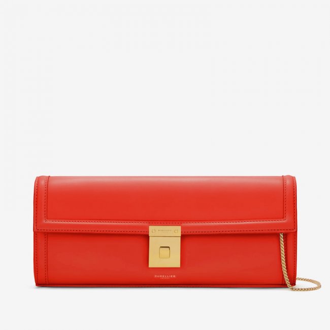 Demellier | The Paris Clutch | Poppy Red Smooth | Canada Outlet