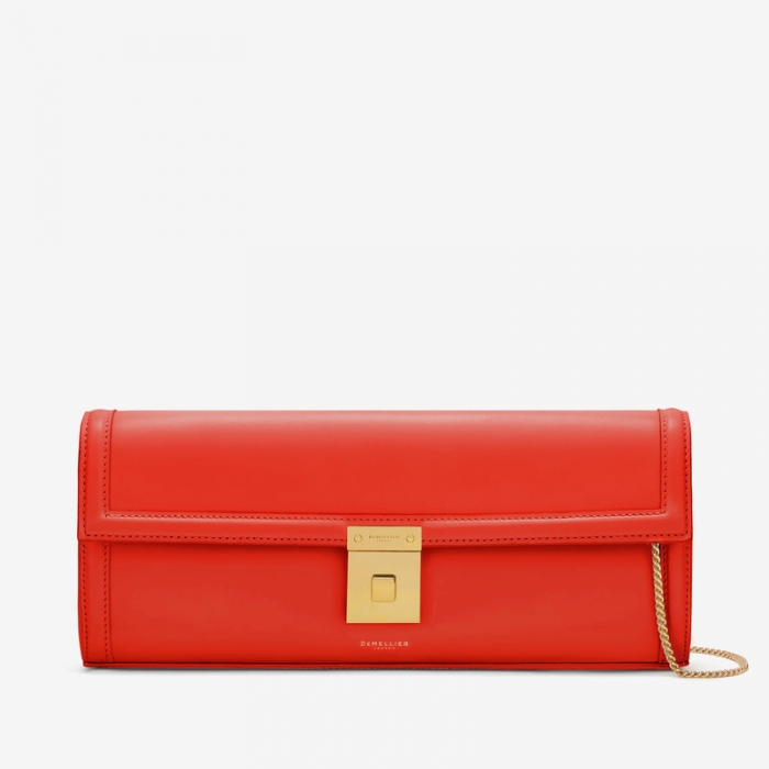 Demellier | The Paris Clutch | Poppy Red Smooth | Canada Outlet
