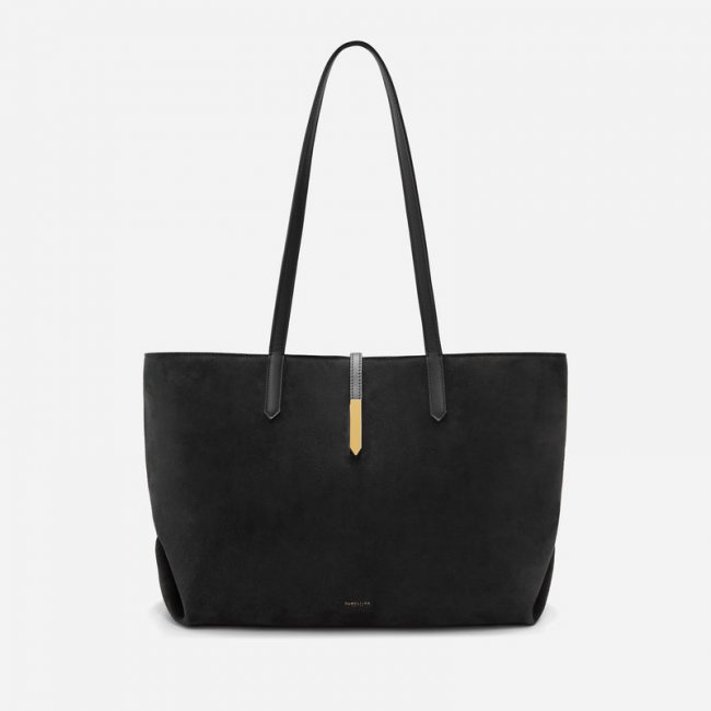 Demellier | The Tokyo Tote | Black Suede & Black Smooth | Canada Outlet