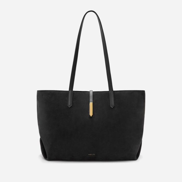 Demellier | The Tokyo Tote | Black Suede & Black Smooth | Canada Outlet