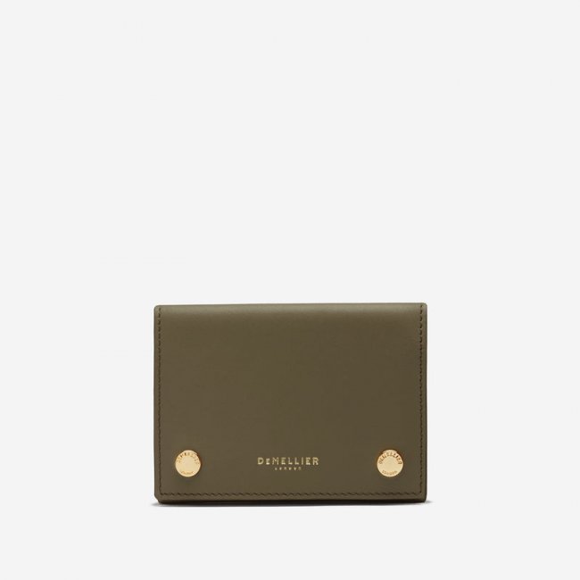 Demellier | The Milos Card Holder| Olive Smooth | Canada Outlet