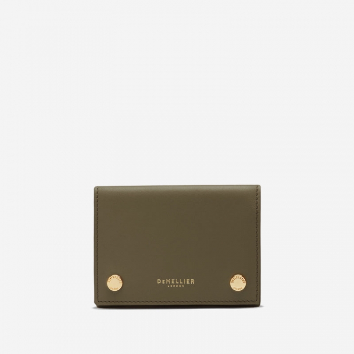 Demellier | The Milos Card Holder| Olive Smooth | Canada Outlet