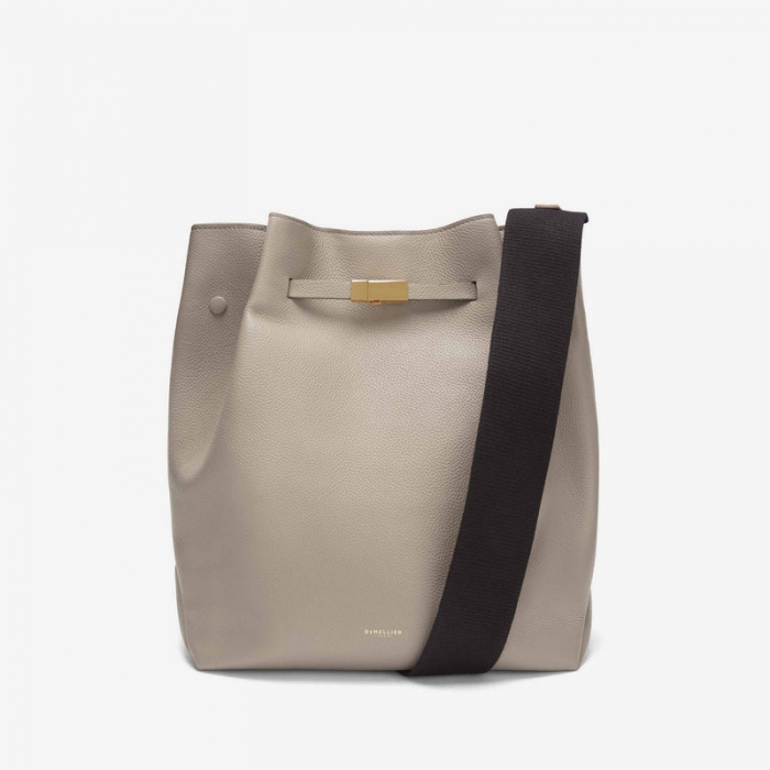 Demellier | The New York Large Bucket | Taupe Small Grain | Canada Outlet