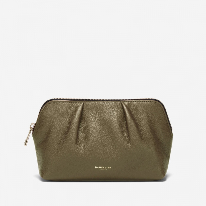 Demellier | The Portofino Makeup Bag | Olive Small Grain | Canada Outlet