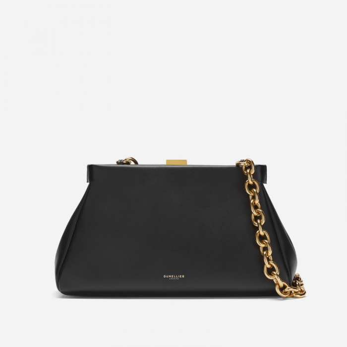 Demellier | The Cannes | Black Smooth With Chunky Chain | Canada Outlet