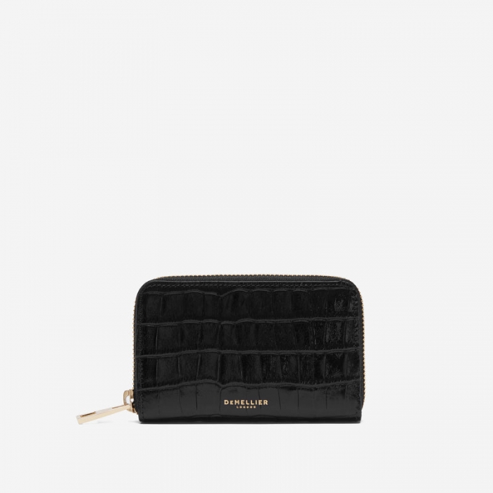 Demellier | The Midi Skye Wallet | Black Croc-Effect | Canada Outlet