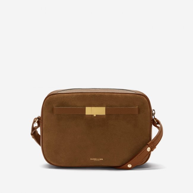 Demellier | The New York Crossbody | Tan Suede & Tan Small Grain | Canada Outlet