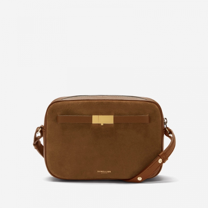 Demellier | The New York Crossbody | Tan Suede & Tan Small Grain | Canada Outlet