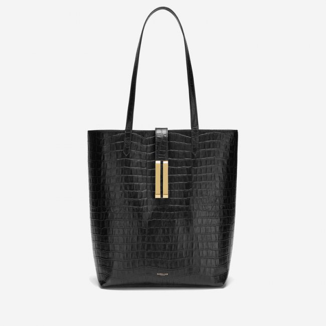 Demellier | The Vancouver Tote | Black Croc-Effect | Canada Outlet