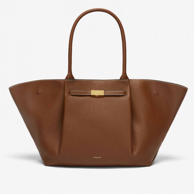 Demellier | The New York | Tan Small Grain Ecru Stitching | Canada Outlet