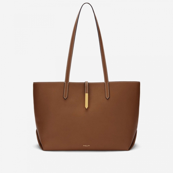 Demellier | The Tokyo Tote | Tan Small Grain Ecru Stitching | Canada Outlet