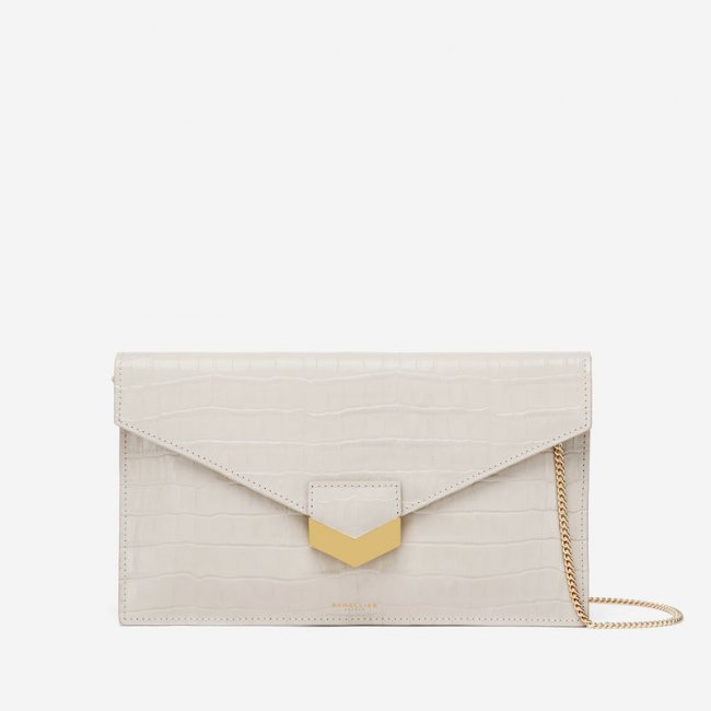 Demellier | The London Clutch | Off-White Croc-Effect | Canada Outlet