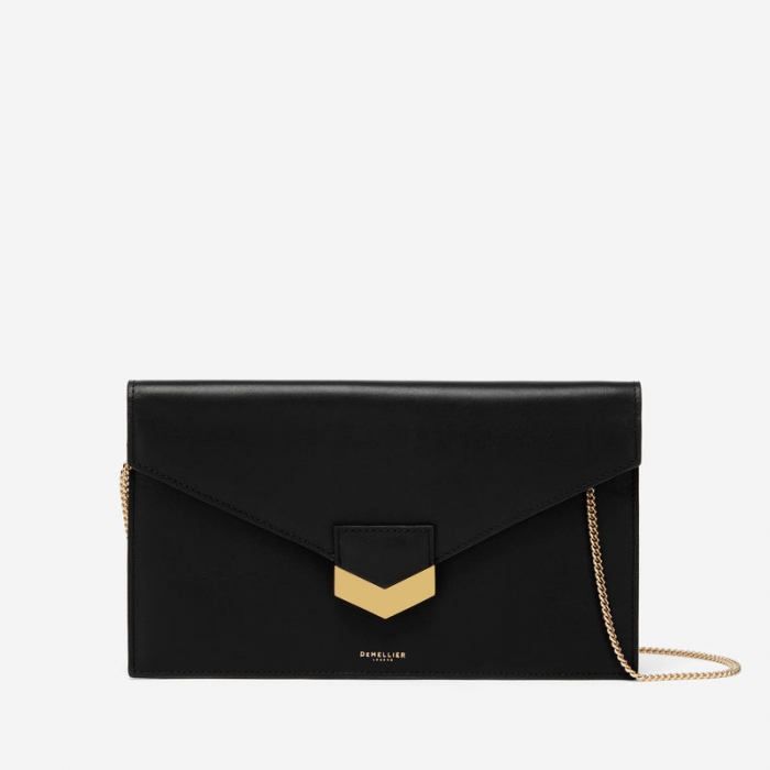 Demellier | The London Clutch | Black Smooth | Canada Outlet