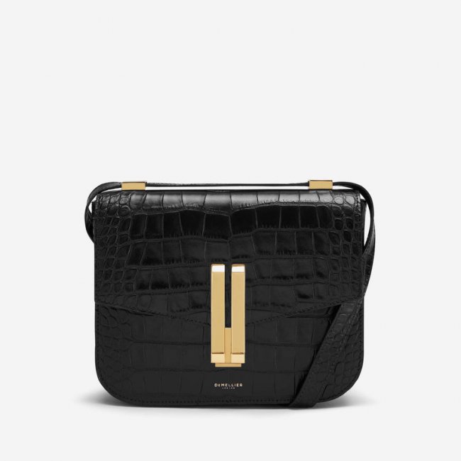 Demellier | The Vancouver | Black Croc Effect | Canada Outlet