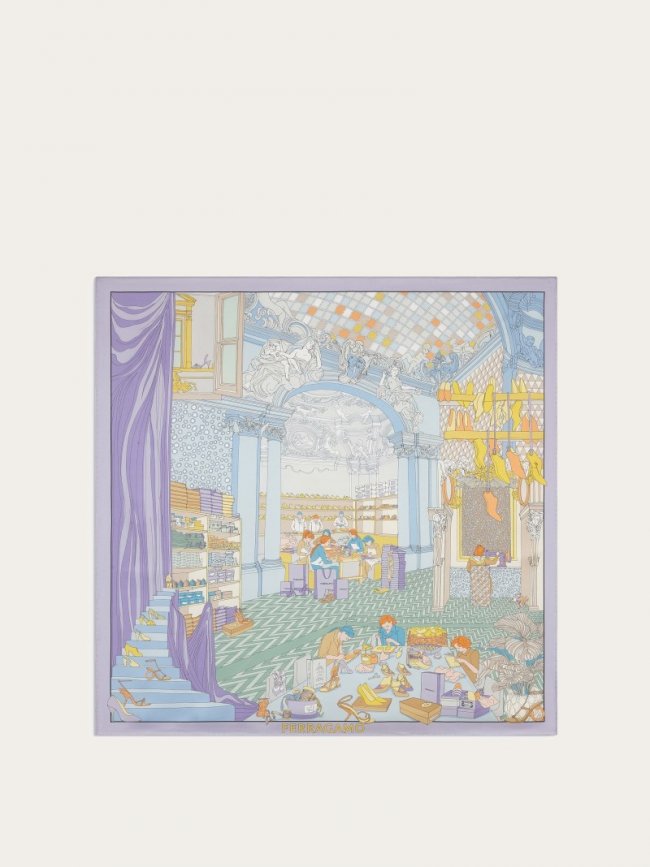 Ferragamo Women's Atelier Print Silk Foulard - Lavender | Quick Ship!