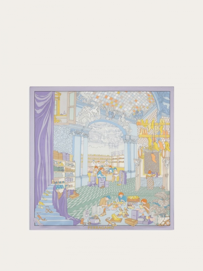Ferragamo Women's Atelier Print Silk Foulard - Lavender | Quick Ship!