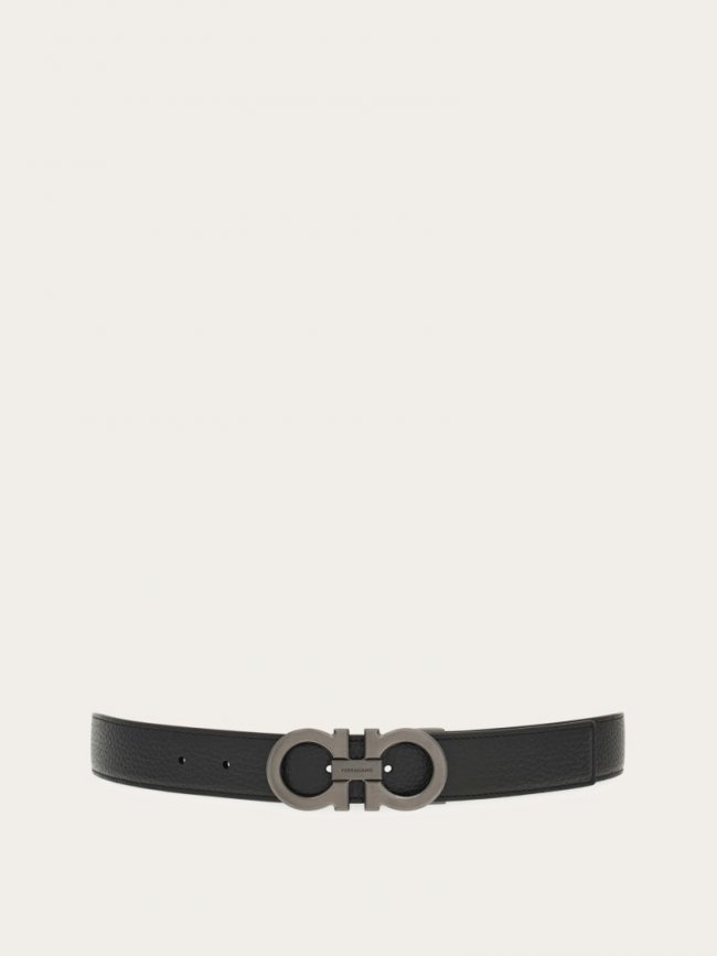 Ferragamo Men's Reversible And Adjustable Gancini Belt - Black/Clay | Quick Ship!