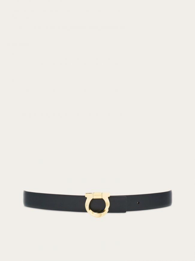 Ferragamo Women's Reversible Belt With Torchon Gancini - Black/Flame Red | Quick Ship!